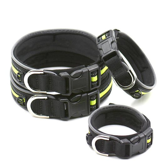 Reflective Grid Pattern Neoprene Pet Collars - Stylish Safety Accessories for Dogs and Cats