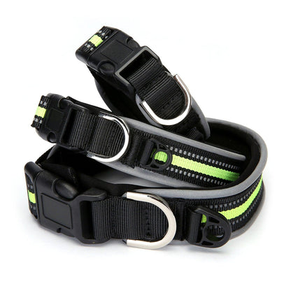 Reflective Grid Pattern Neoprene Pet Collars - Stylish Safety Accessories for Dogs and Cats